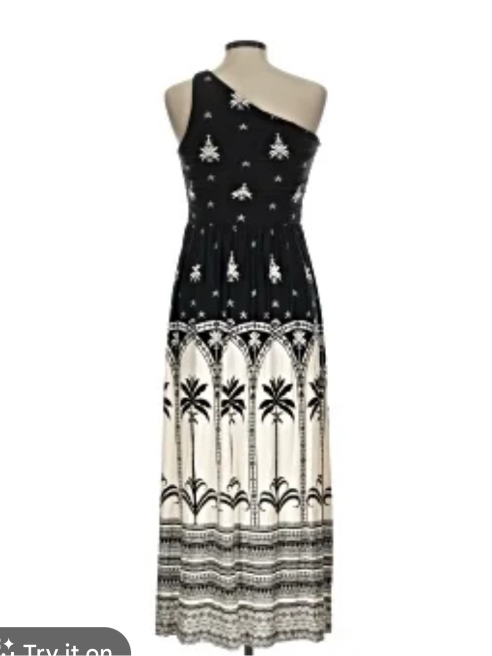 Soma Black and White One-Shoulder Maxi Dress